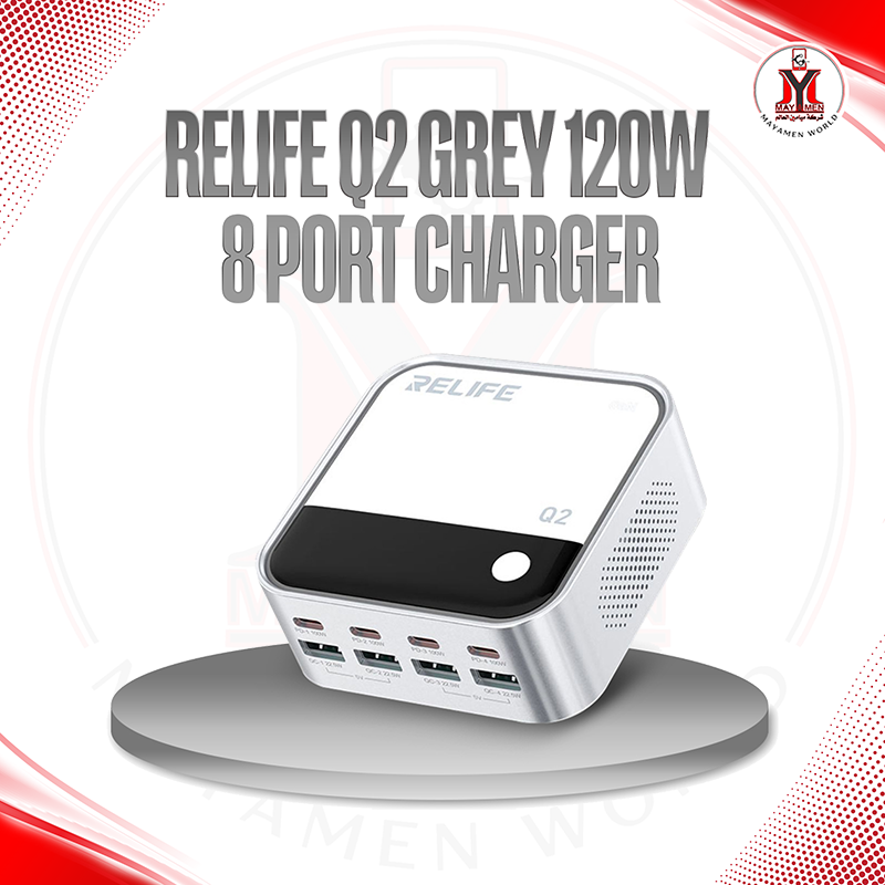 تيستر شحن_RELIFE Q2 120W 8USB رصاصي